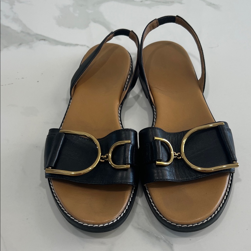 Geox Black Sandals with Gold Buckles - Picture 5 of 8